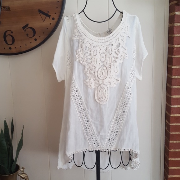 Umgee Tops - Umgee Boho Lace Ivory Blouse